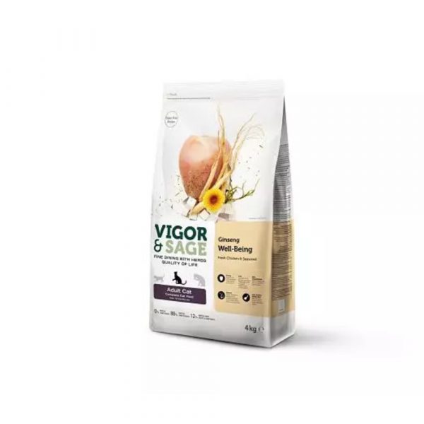 2x Vigor&Sage Kattenvoer Well-Being Ginseng 4 kg