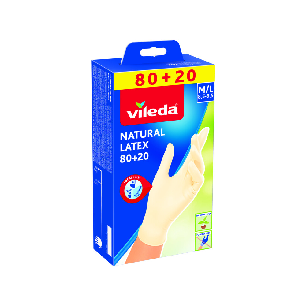 Vileda Natural Latex Handschoenen 100 Stuks