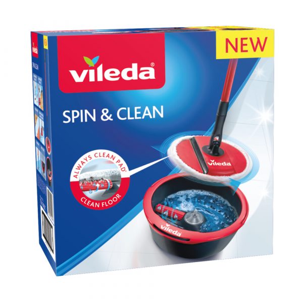 Vileda Spin&Clean Mop Complete Set Rood en Zwart