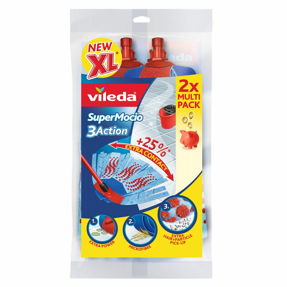 2x Vileda Super Mocio 3-Action Navulling 2 stuks