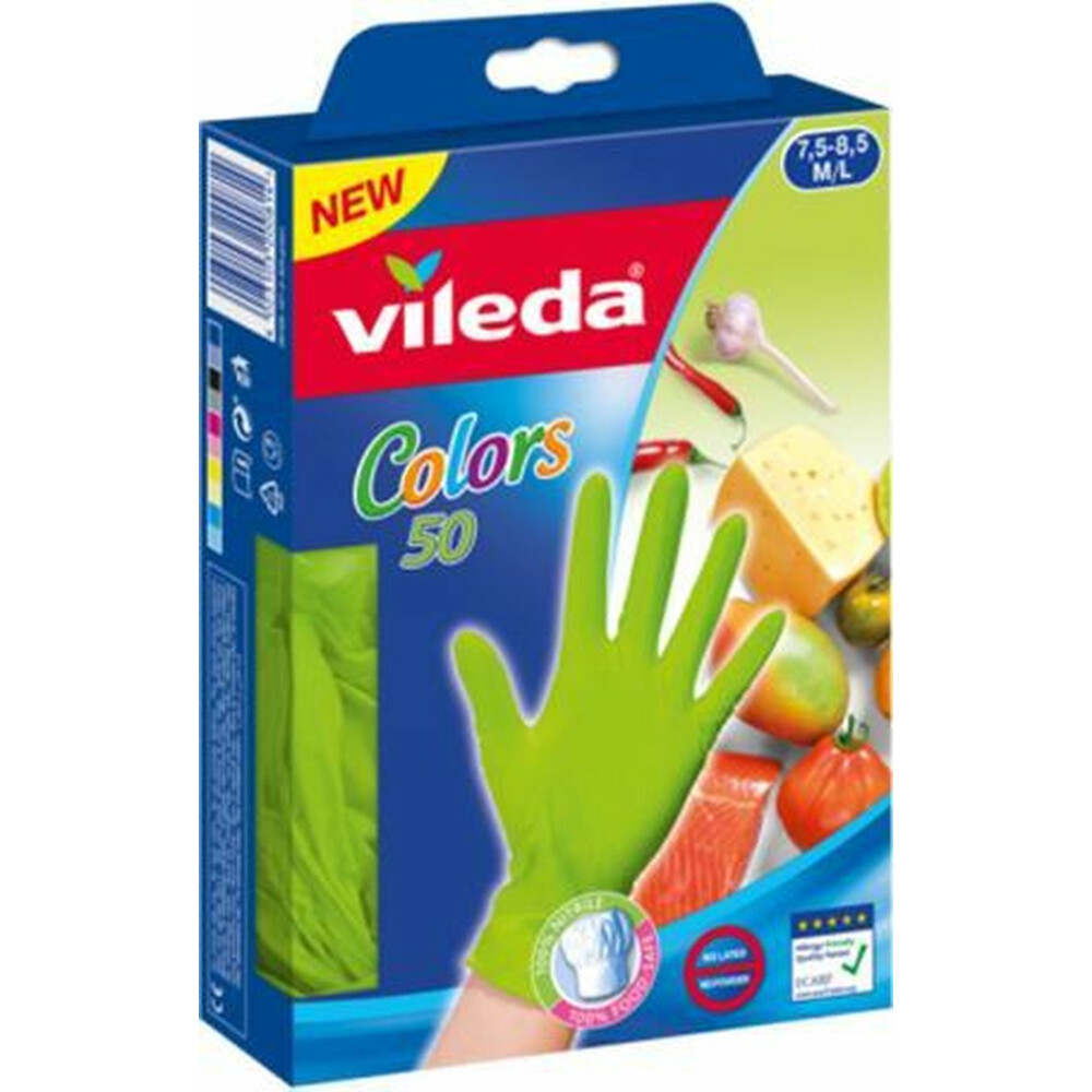 Vileda Wegwerphandschoenen Colors M / L 50 stuks