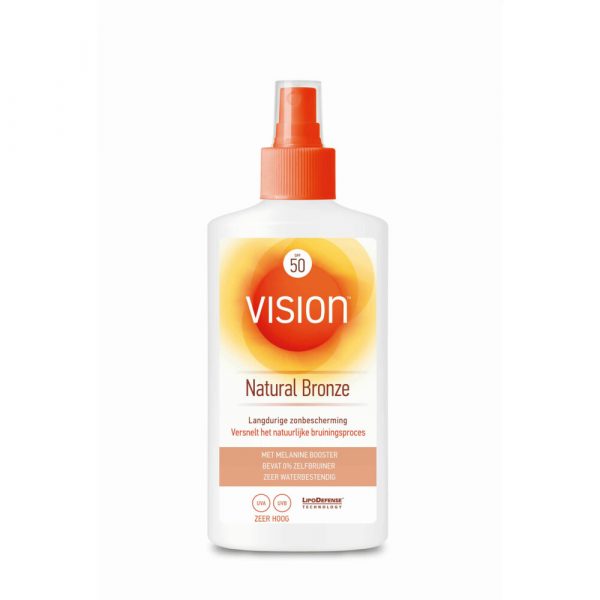 2x Vision Zonnebrand Spray Natural Bronze SPF 50 185 ml