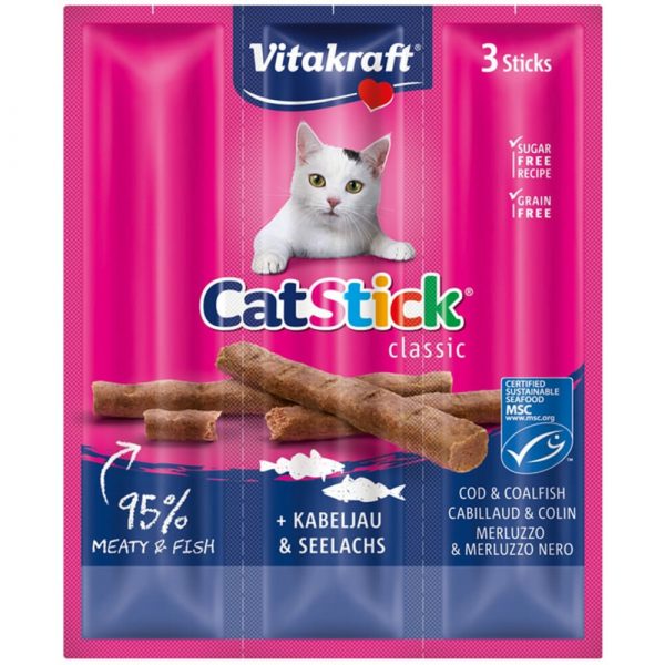 Vitakraft Cat-stick Kabeljauw - Koolvis 3 stuks