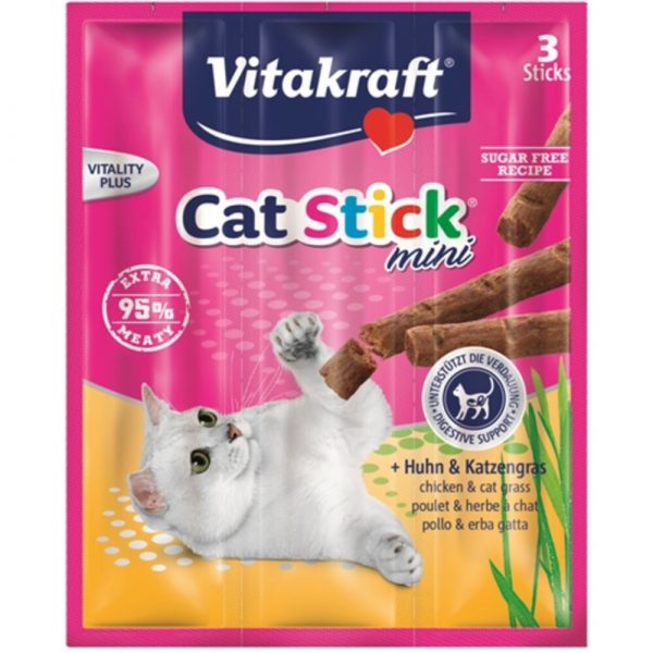 Vitakraft Cat-stick Mini Kip - Kattengras 3 stuks