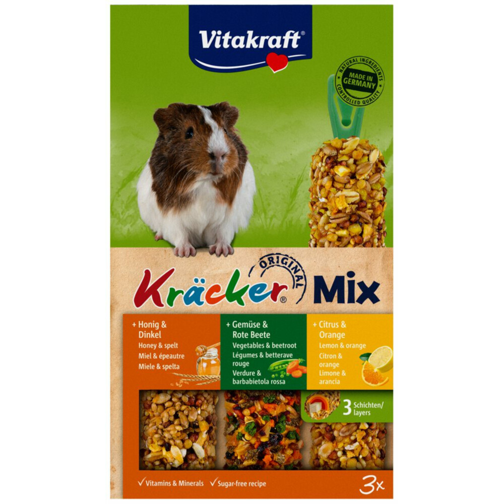 Vitakraft Cavia Kracker Trio Honing - Groente - Citrus 3 stuks