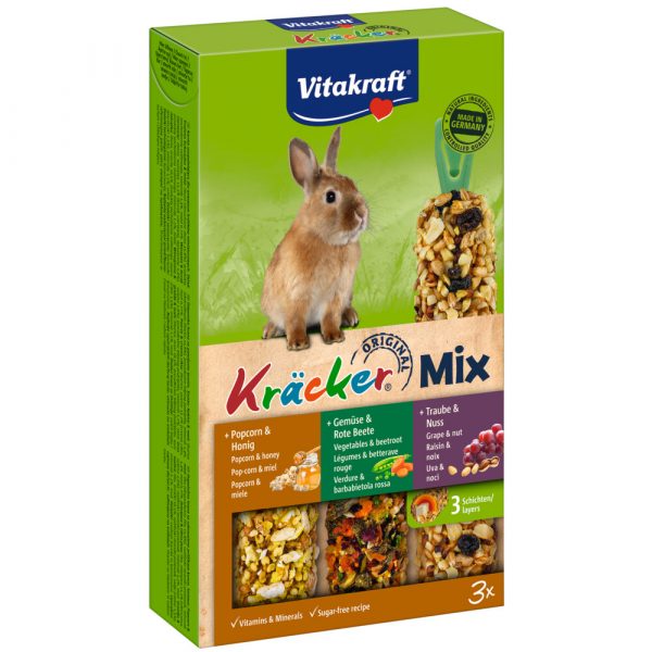 Vitakraft Konijn Kracker Trio Druif - Groente - Popcorn 3 stuks