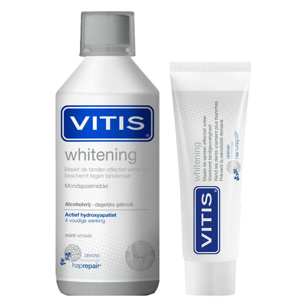 Vitis Whitening Tandpasta + Mondwater Pakket