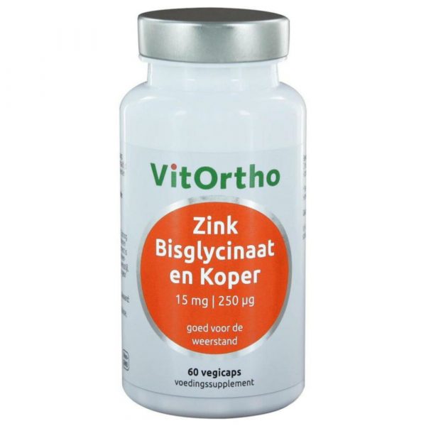 Vitortho Zink Bisglycinaat15 mg 60 vegacaps