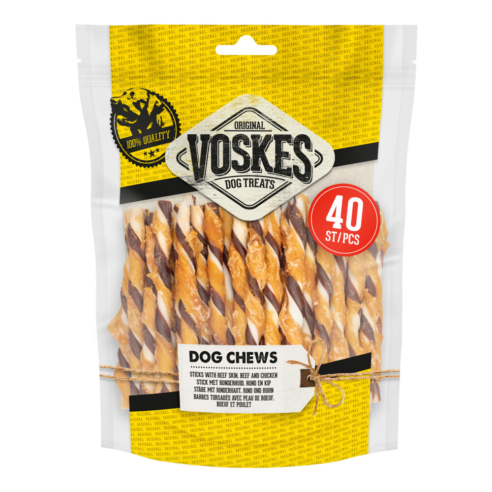 Voskes Rawhide Kip - Rund Sticks 400 gr