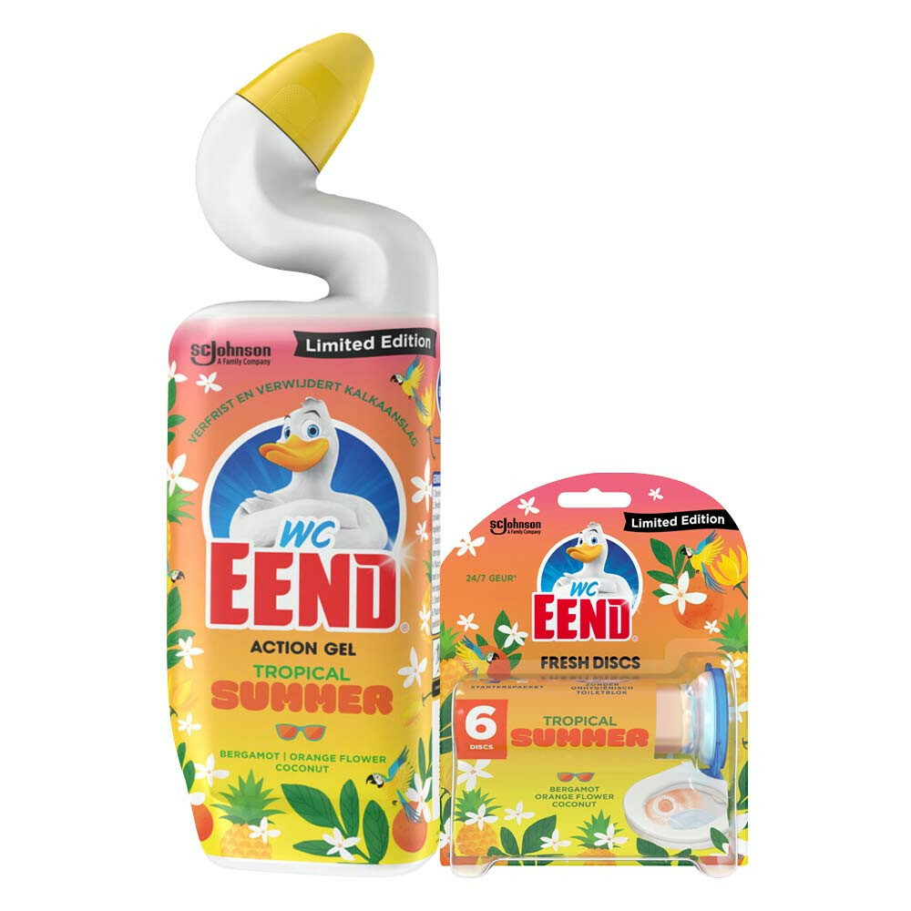 WC Eend Action Gel Toiletreiniger en WC Eend Fresh Discs Houder Pakket