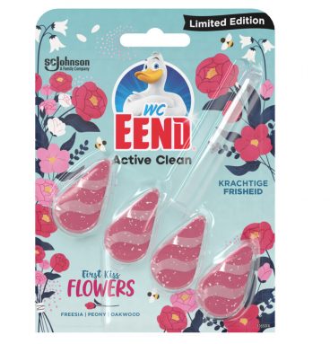 8x WC Eend Active Clean Toiletblok First Kiss Flowers 38.6 ml