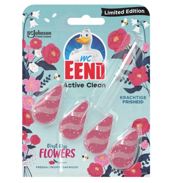 8x WC Eend Active Clean Toiletblok First Kiss Flowers 38.6 ml