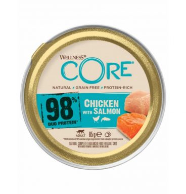 12x Wellness Core Kattenvoer 98% Recipe Kip - Zalm 85 gr