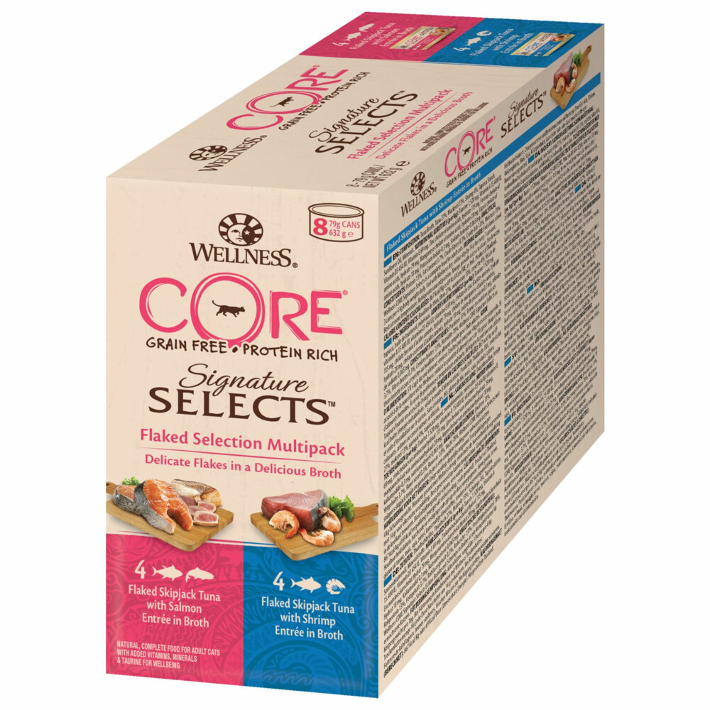 4x Wellness Core Kattenvoer Signature Selects Flaked 8-pack 8 x 79 gr