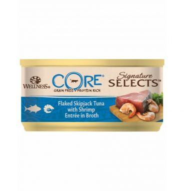 24x Wellness Core Kattenvoer Signature Selects Flaked Tonijn - Garnaal 79 gr