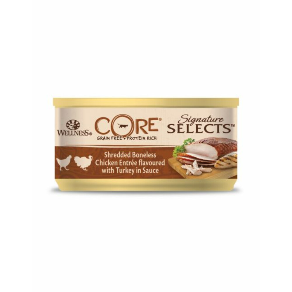 24x Wellness Core Kattenvoer Signature Selects Shredded Kip - Kalkoen 79 gr