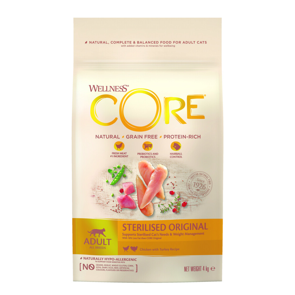 Wellness Core Kattenvoer Sterilised Kip - Kalkoen 4 kg