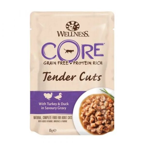 24x Wellness Core Kattenvoer Tender Cuts Kalkoen - Eend 85 gr