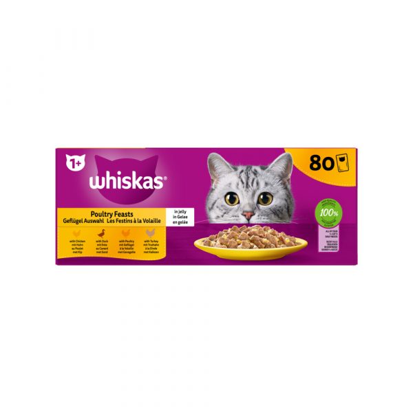 Whiskas Adult Multipack Gevogelte Selectie in Gelei 80 x 85 gr