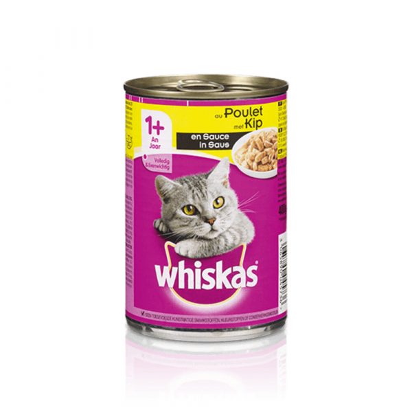 12x Whiskas Blik Adult Brokjes in Saus Kip 400 gr