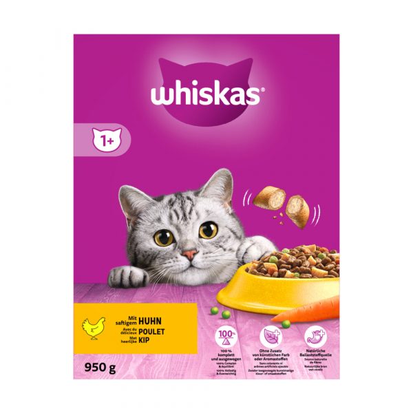 5x Whiskas Droog Adult Kip 950 gr