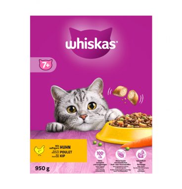 5x Whiskas Droog Senior Kip 950 gr