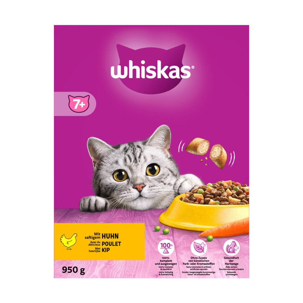 5x Whiskas Droog Senior Kip 950 gr