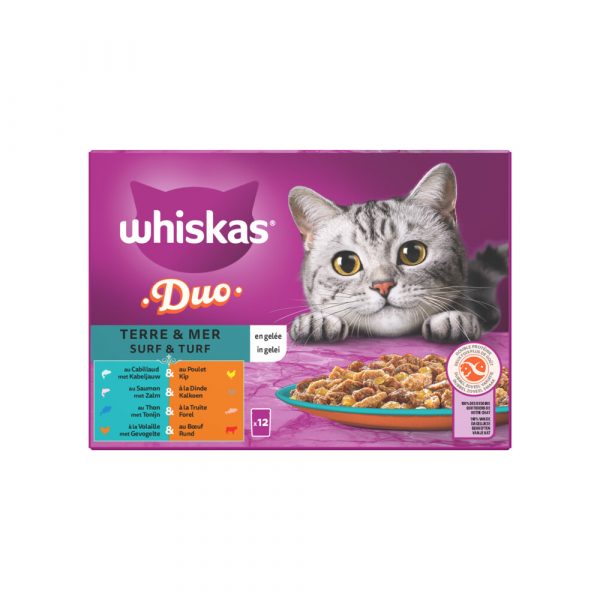 4x Whiskas Duo Adult Surf&Turf in Gelei Multipack 12 x 85 gr