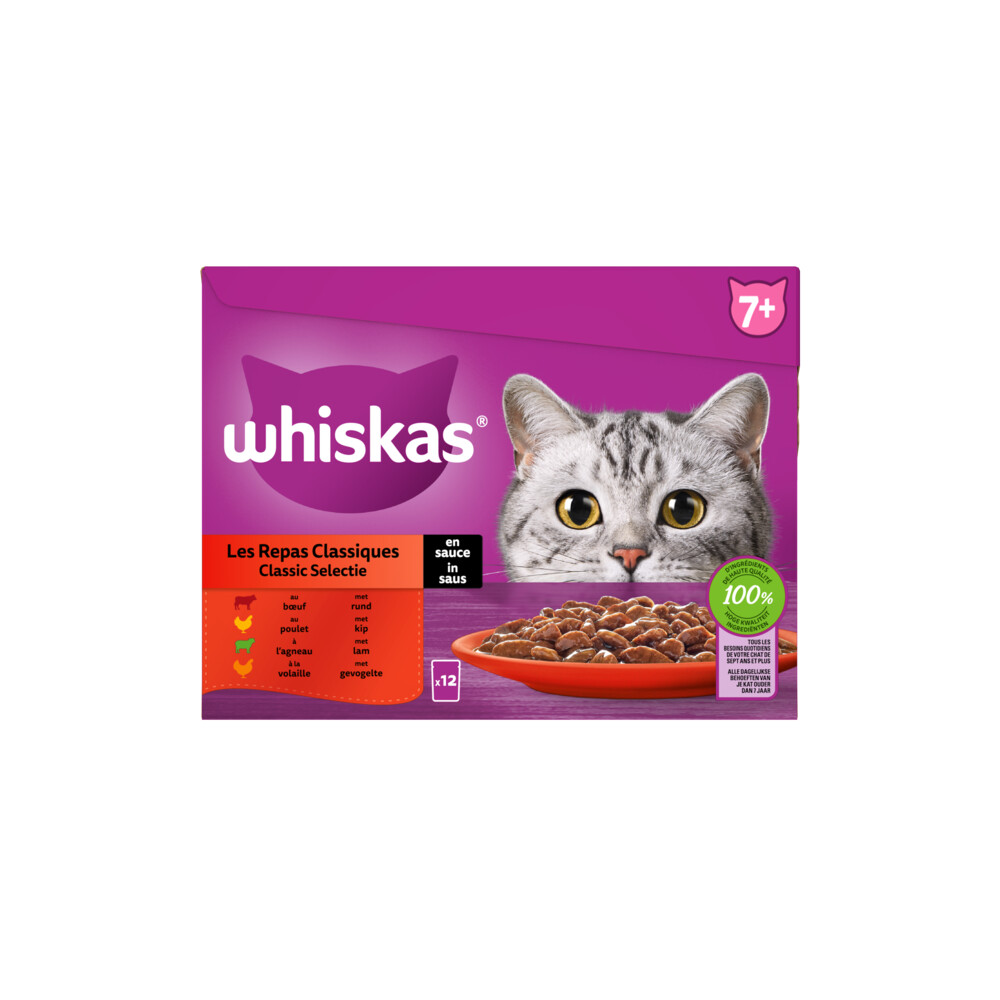 4x Whiskas Multipack Senior Classic Selectie in Saus 12 x 85 gr