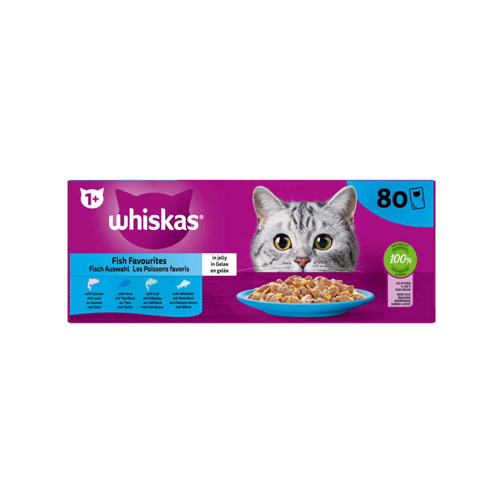 Whiskas Pouch Adult Vis in Gelei 80 x 85 gr