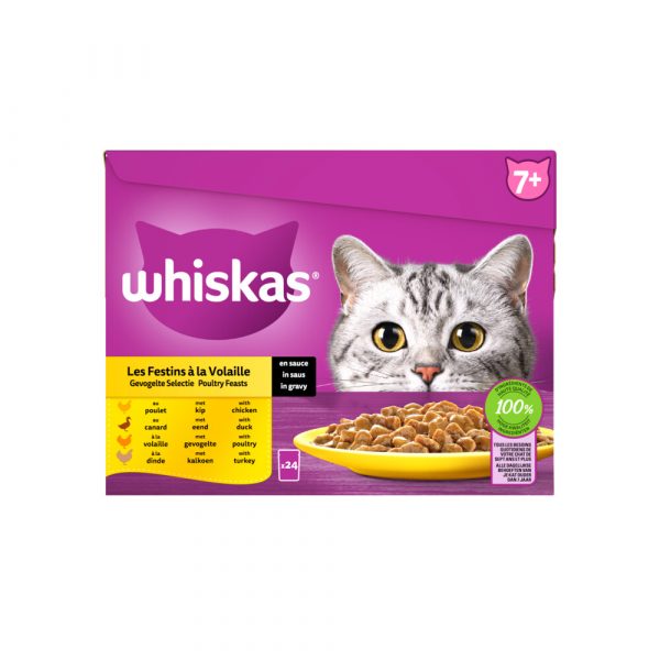 2x Whiskas Senior Multipack Gevogelte Selectie in Saus 24 x 85 gr