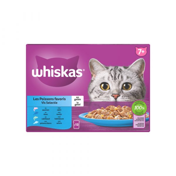 4x Whiskas Senior Multipack Vis in Gelei 12 x 85 gr