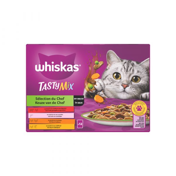 4x Whiskas Tasty Mix Adult Keuze van de Chef in Saus Multipack 12 x 85 gr