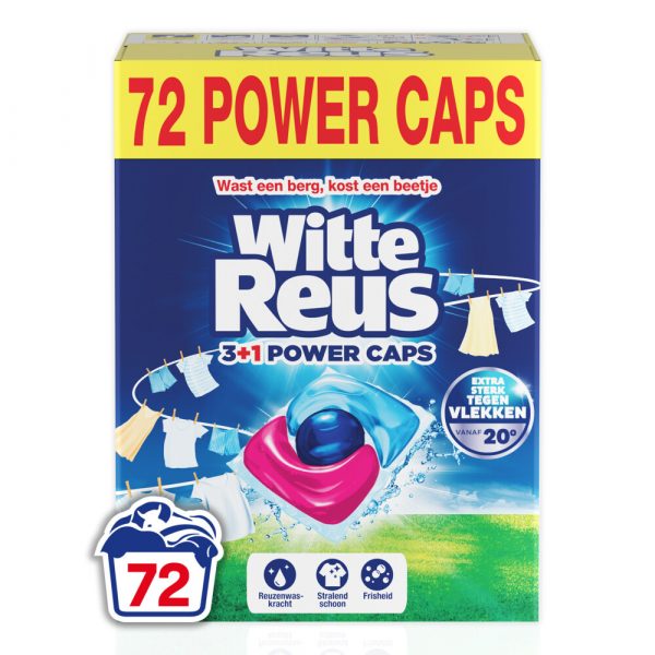 Witte Reus Wasmiddel 3+1 Power Caps 72 Wasbeurten 2 x 36 stuks