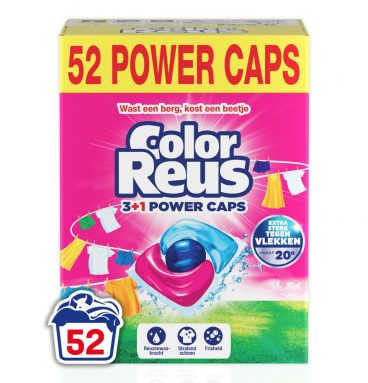 Witte Reus Wasmiddel Color Reus 3+1 Power Caps 52 Wasbeurten 2 x 26 stuks