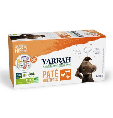 4x Yarrah Bio Hondenvoer Multipack Paté Graanvrij Kip - Kalkoen - Rund 6 x 150 gr