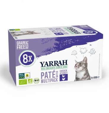 8x Yarrah Bio Kattenvoer Multipack Paté Graanvrij Kip - Kalkoen 8 x 100 gr