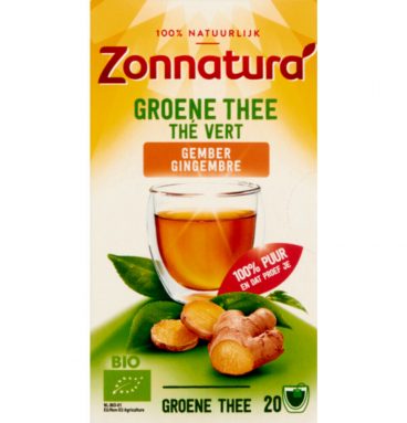 3x Zonnatura Groene Thee Bio Gember 20 stuks