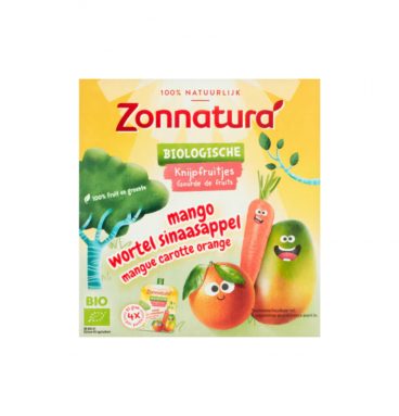 Zonnatura Knijpfruit Groente Mango/Wortel/Sinas Biologisch 4 x 85 gr