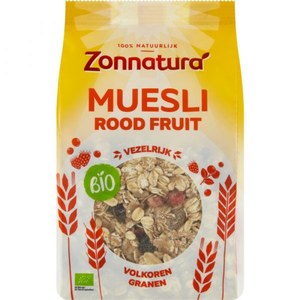 3x Zonnatura Muesli Rood Fruit Biologisch 375 gr