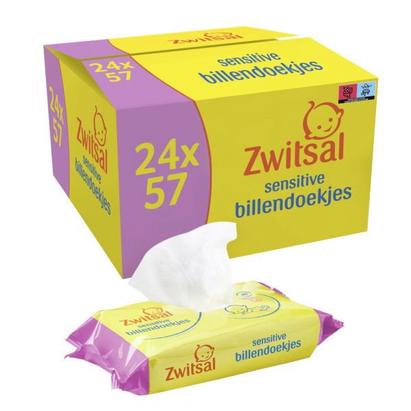 Zwitsal Sensitive Billendoekjes Voordeelverpakking 24x57=1368 doekjes