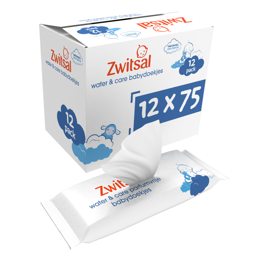 Zwitsal Water&Care Babydoekjes 12 x 75 doekjes